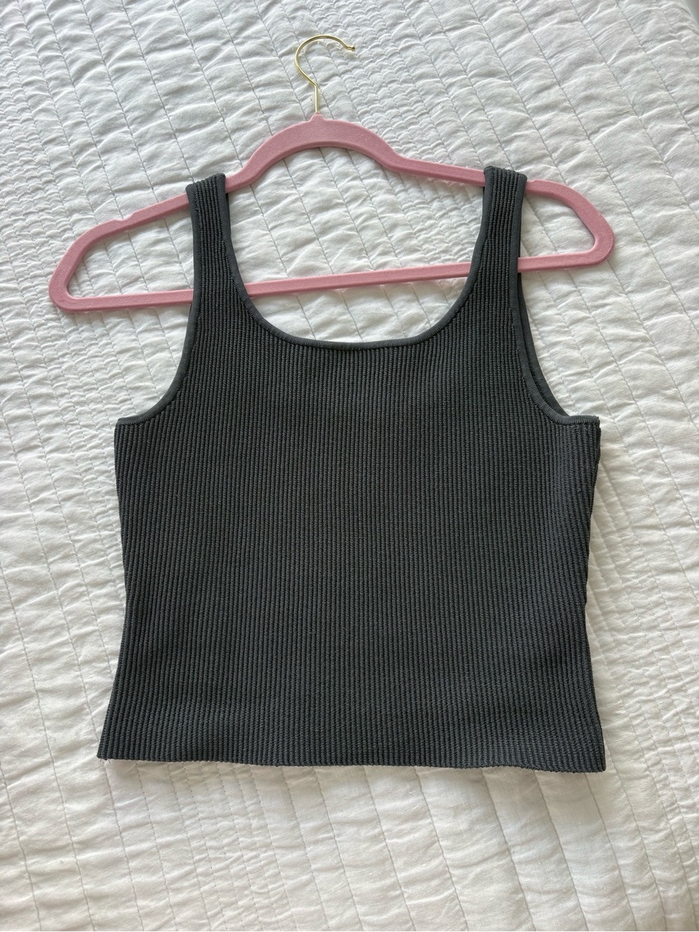 Quince Cropped Square Neck Ribbed Knit Tank